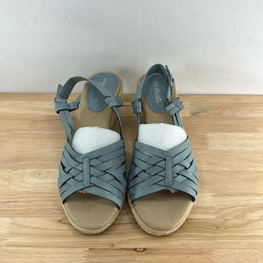 Easy Street Ora Espadrille Sandals- Denim Blue- Size 10 M- NWOB - Picture 2 of 8